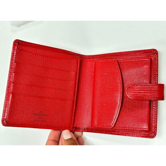 Authentic Louis Vuitton Red EPI Leather Compact Wallet Unisex Men's Women's - Picture 8 of 16